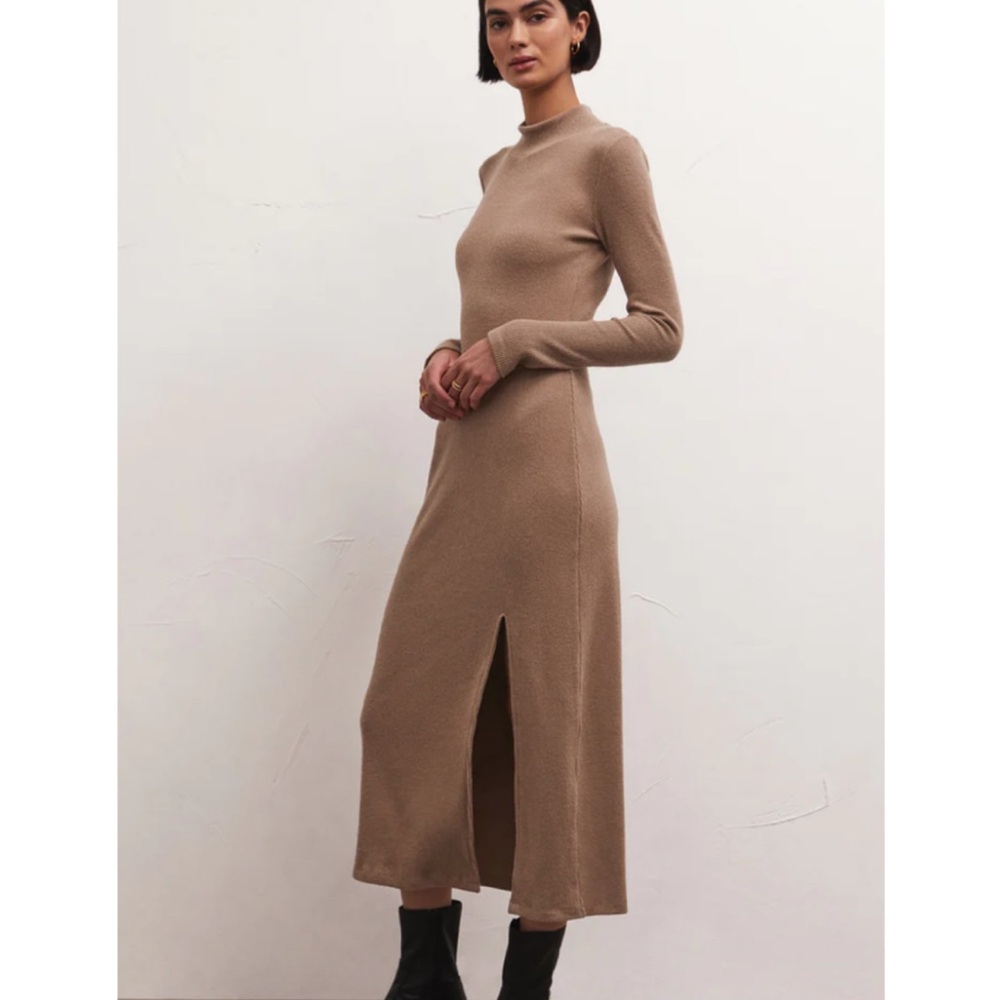 Tan Long Sleeve sweater Dress